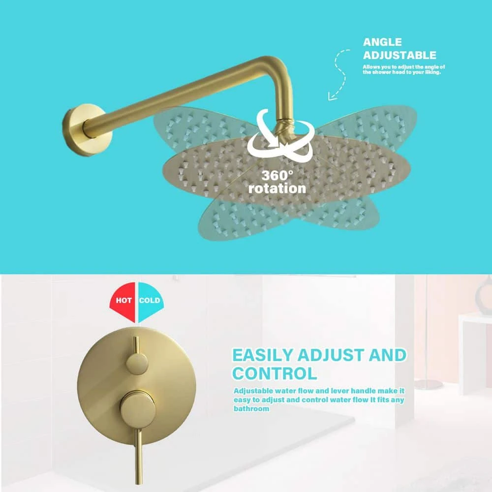 2-Spray Patterns Wall Mounted Handheld Shower Head 1.5 GPM In Brushed Gold 3 2-Spray Patterns Wall Mounted Handheld Shower Head 1.5 GPM In Brushed Gold - Image 3