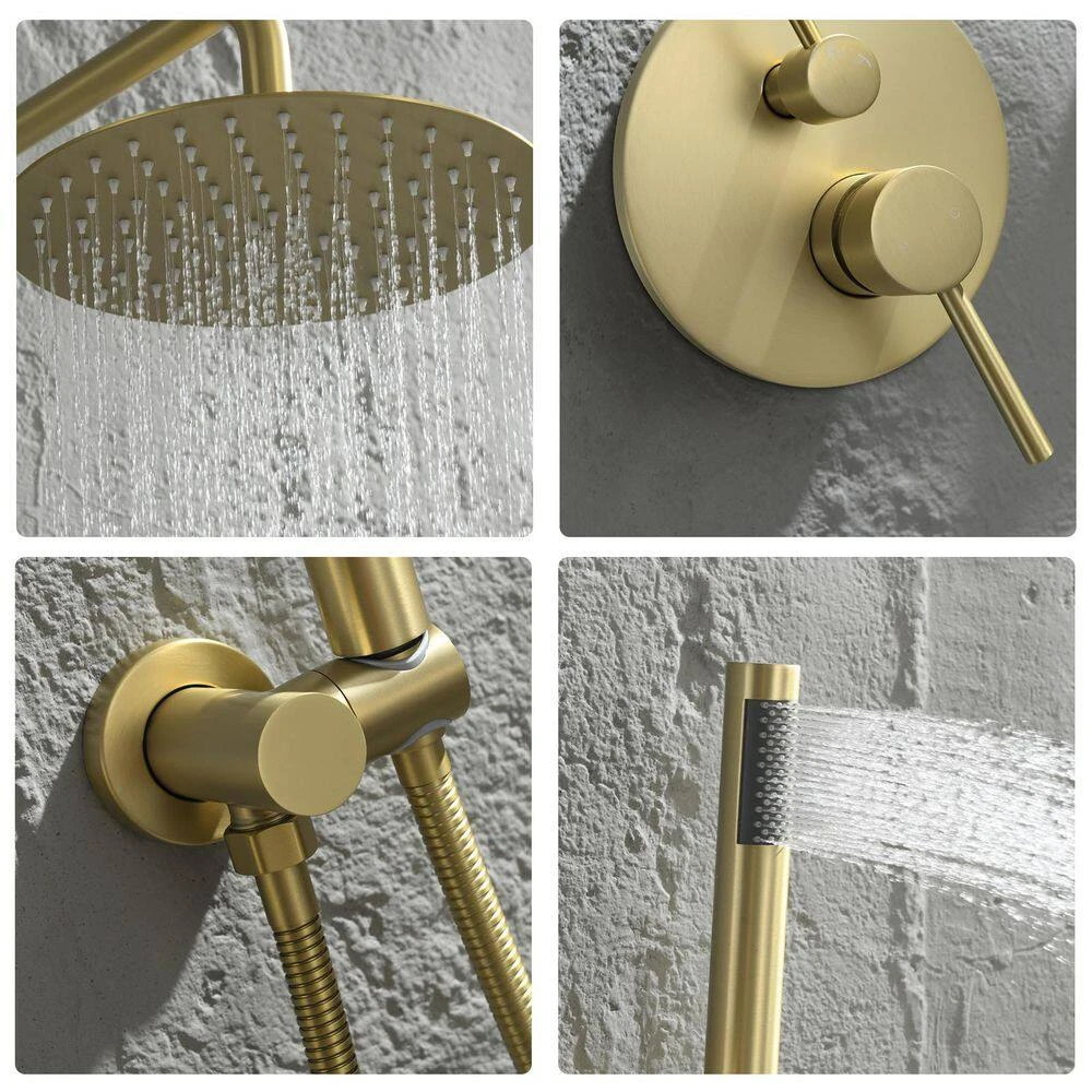 2-Spray Patterns Wall Mounted Handheld Shower Head 1.5 GPM In Brushed Gold 9 2-Spray Patterns Wall Mounted Handheld Shower Head 1.5 GPM In Brushed Gold - Image 9
