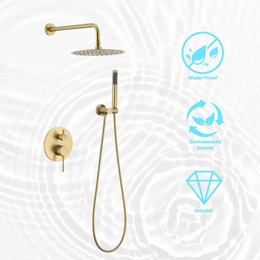 2-Spray Patterns Wall Mounted Handheld Shower Head 1.5 GPM In Brushed Gold 8 2-Spray Patterns Wall Mounted Handheld Shower Head 1.5 GPM In Brushed Gold - Image 8