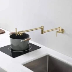 Double Handles Wall Mounted Pot Filler In Brushed Gold 15 Double Handles Wall Mounted Pot Filler In Brushed Gold -FURITURE SALE SHOP brushed gold tahanbath pot fillers xy 601ng zq 31 1000