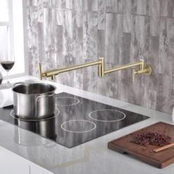 Double Handles Wall Mounted Pot Filler In Brushed Gold 14 Double Handles Wall Mounted Pot Filler In Brushed Gold -FURITURE SALE SHOP brushed gold tahanbath pot fillers xy 601ng zq 76 1000