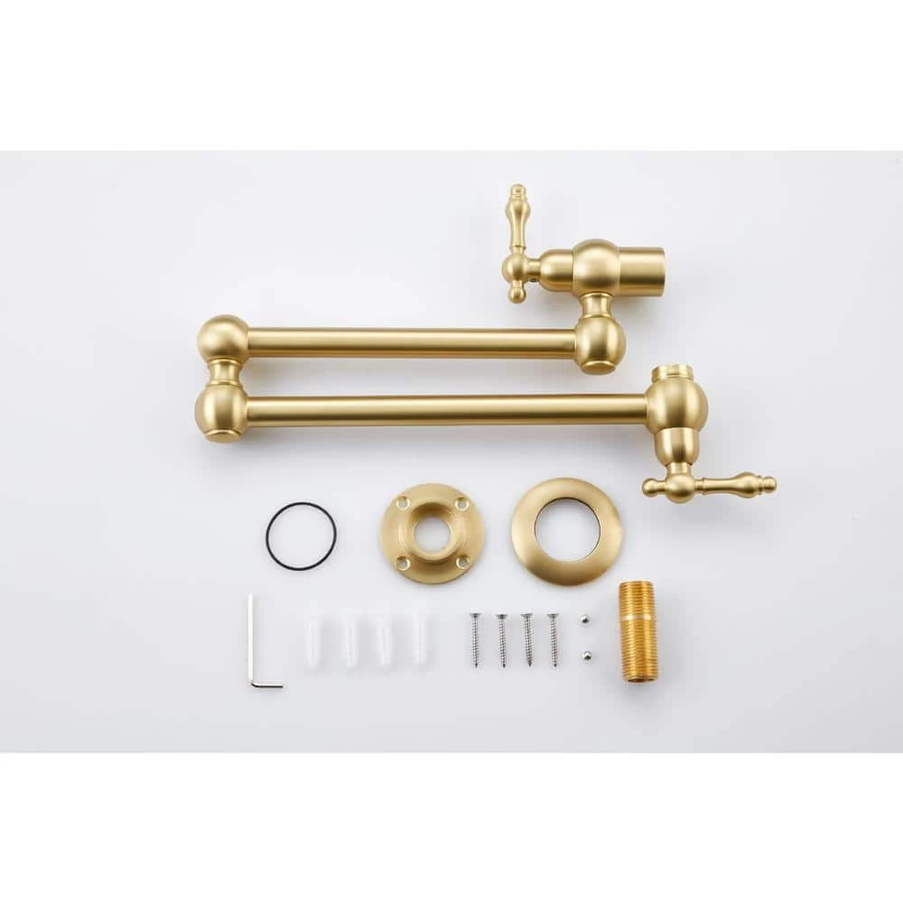Wall Mount Folding Kitchen Pot Filler Faucet In Brushed Gold 3 Wall Mount Folding Kitchen Pot Filler Faucet In Brushed Gold - Image 3