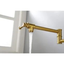 Wall Mounted Pot Filler Faucet, Modern Brass Pot Filler 2-Attachment In Brushed Gold -FURITURE SALE SHOP brushed gold tahanbath pot fillers y w2287 p184459 1f 1000