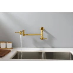 Wall Mounted Pot Filler Faucet, Modern Brass Pot Filler 2-Attachment In Brushed Gold -FURITURE SALE SHOP brushed gold tahanbath pot fillers y w2287 p184459 44 1000