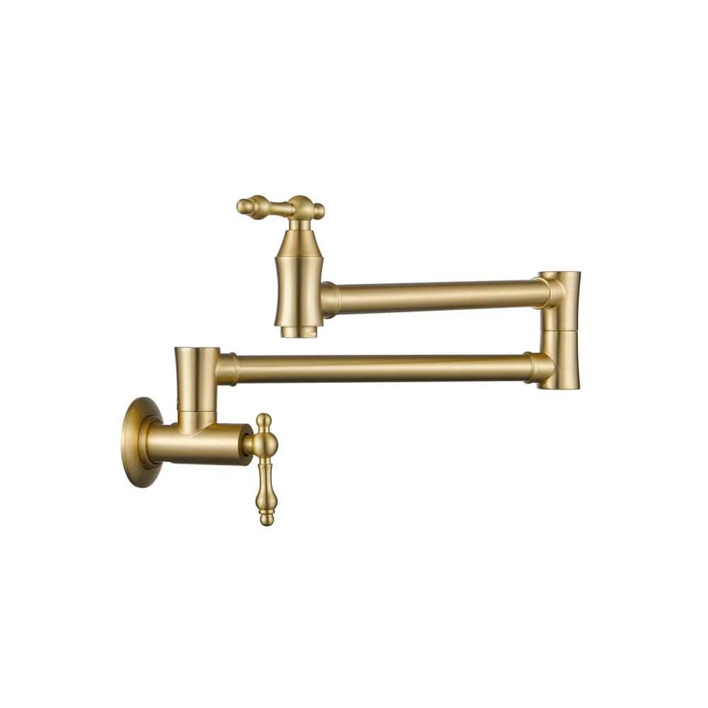 Wall Mount Pot Filler Faucet Folding Kitchen In Brushed Gold 1 Wall Mount Pot Filler Faucet Folding Kitchen In Brushed Gold