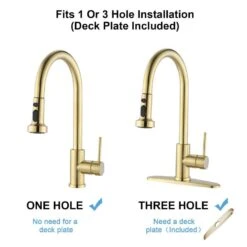 Single Handle Deck Mount Gooseneck Pull Down Sprayer Kitchen Faucet With Deckplate Handles In Brushed Gold -FURITURE SALE SHOP brushed gold tahanbath pull down kitchen faucets ms d3412 bg zq fa 1000