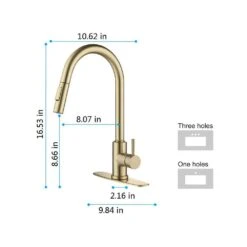 Single Handle Wall Mount Gooseneck Pull Down Sprayer Kitchen Faucet With Deckplate Included And Handle In Brushed Gold -FURITURE SALE SHOP brushed gold tahanbath pull down kitchen faucets w928 th9001lsj zq c3 1000