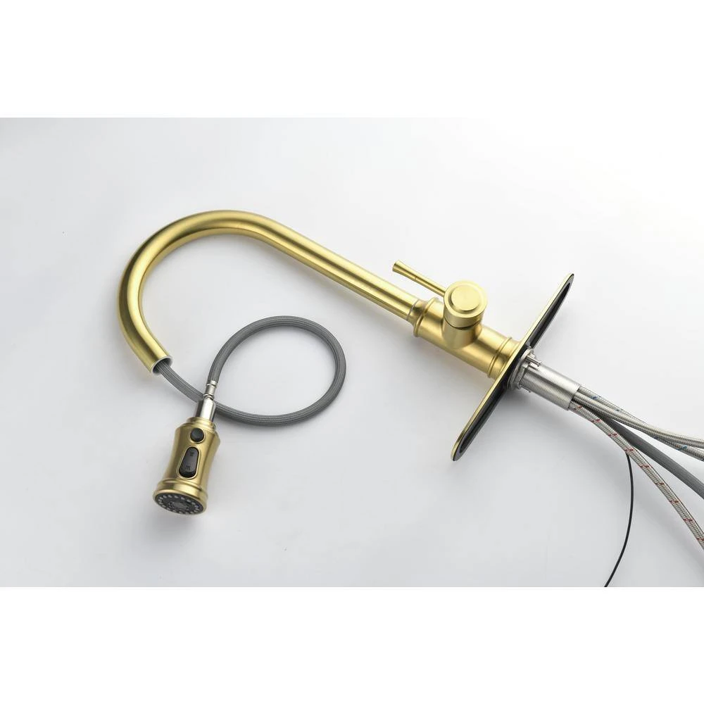 Single Handle Touch Pull Down Sprayer Kitchen Faucet In Brushed Gold 4 Single Handle Touch Pull Down Sprayer Kitchen Faucet In Brushed Gold - Image 4