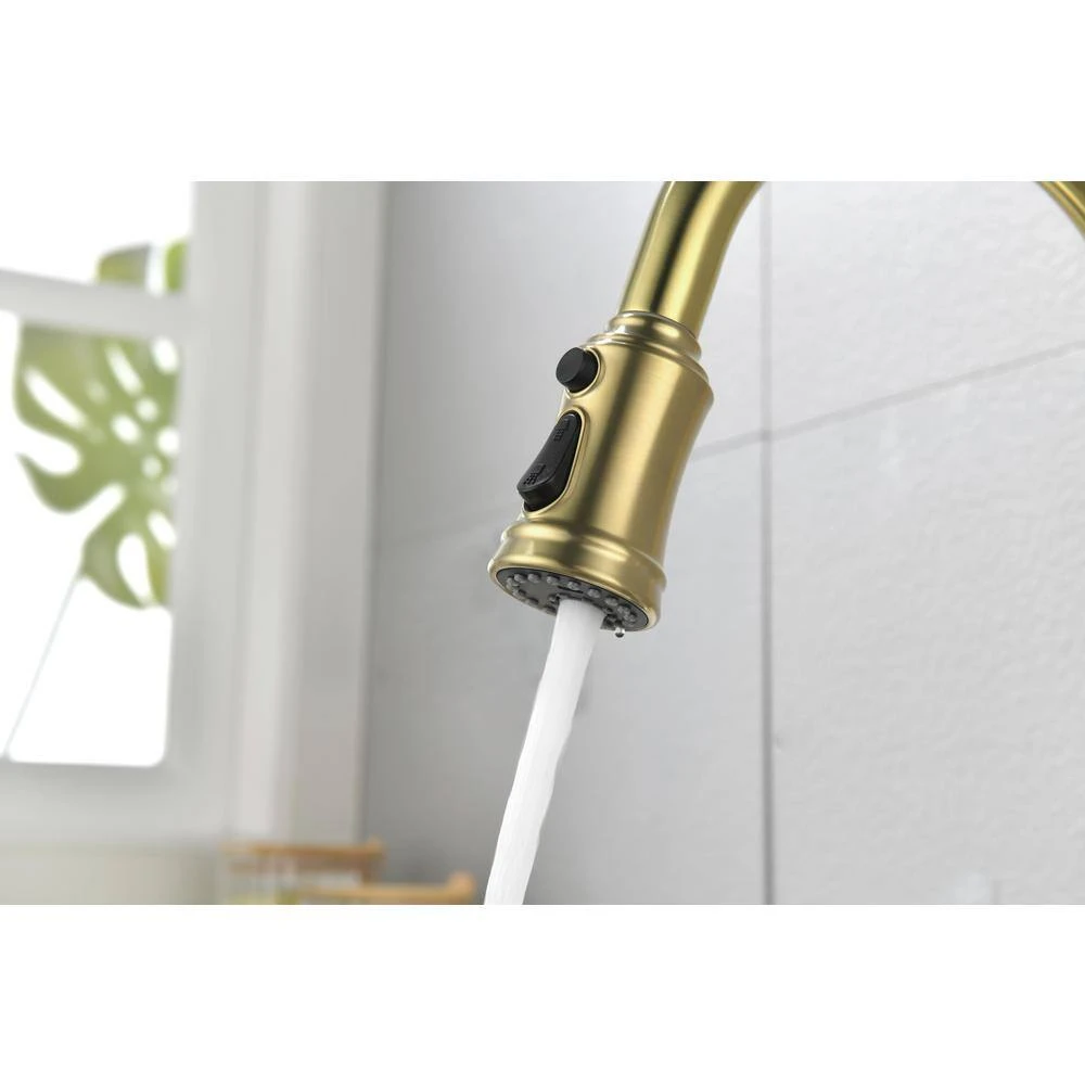 Single Handle Touch Pull Down Sprayer Kitchen Faucet In Brushed Gold 5 Single Handle Touch Pull Down Sprayer Kitchen Faucet In Brushed Gold - Image 5
