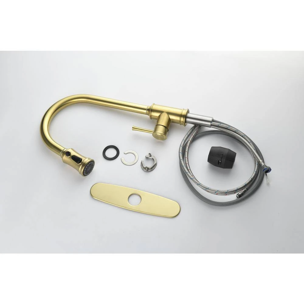 Single Handle Touch Pull Down Sprayer Kitchen Faucet In Brushed Gold 3 Single Handle Touch Pull Down Sprayer Kitchen Faucet In Brushed Gold - Image 3