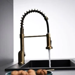 Single-Handle Pull Down Sprayer Kitchen Faucet, Modern High-Arc Pull Out Kitchen Sink Faucet In Brushed Gold -FURITURE SALE SHOP brushed gold tahanbath pull down kitchen faucets y xy 1135 33gb 1p 70us 1f 1000