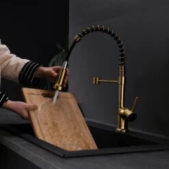 Single-Handle Pull Down Sprayer Kitchen Faucet, Modern High-Arc Pull Out Kitchen Sink Faucet In Brushed Gold -FURITURE SALE SHOP brushed gold tahanbath pull down kitchen faucets y xy 1135 33gb 1p 70us 44 1000