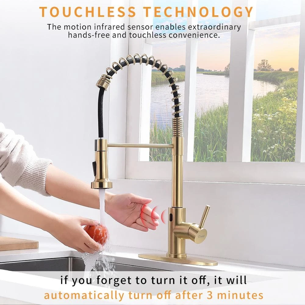 Touchless Kitchen Faucet, Hands Free Automatic Smart Kitchen Faucet Brushed Nickel Gold Smart Kitchen Faucet 5 Touchless Kitchen Faucet, Hands Free Automatic Smart Kitchen Faucet Brushed Nickel Gold Smart Kitchen Faucet - Image 5