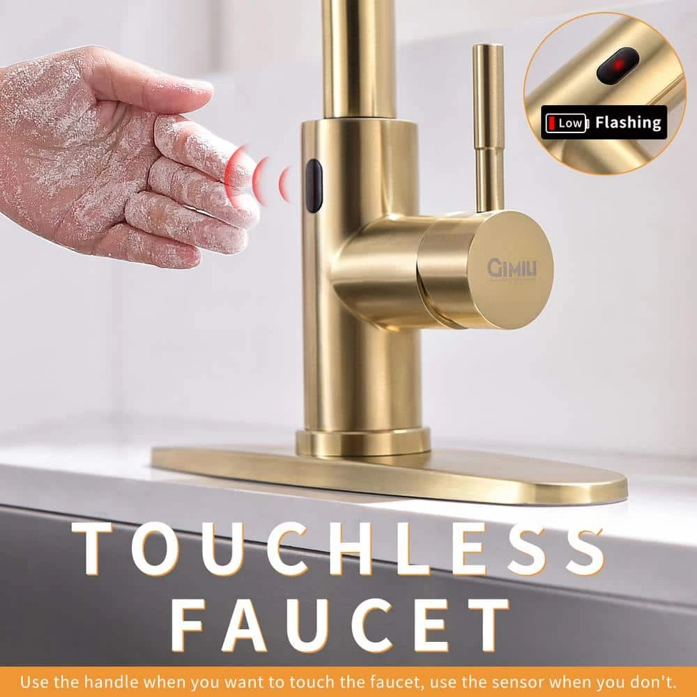 Touchless Kitchen Faucet, Hands Free Automatic Smart Kitchen Faucet Brushed Nickel Gold Smart Kitchen Faucet 7 Touchless Kitchen Faucet, Hands Free Automatic Smart Kitchen Faucet Brushed Nickel Gold Smart Kitchen Faucet - Image 7