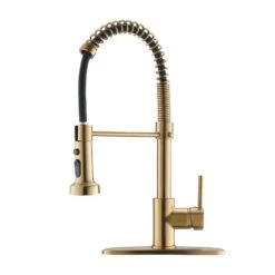 Commercial Brushed Nickel Kitchen Faucet With Pull Down Sprayer, Single Lever Kitchen Sink Faucet With Deck Plate
