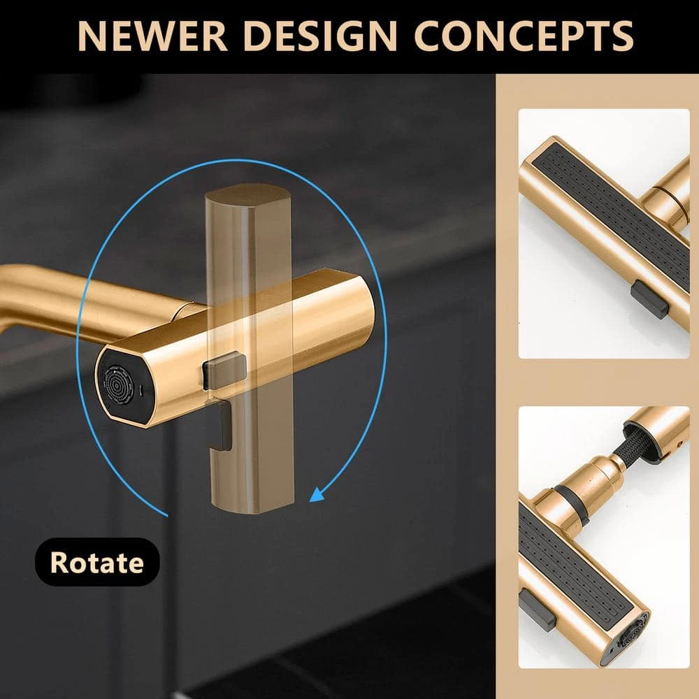 Kitchen Sink Faucet, Nickel Gold Kitchen Faucets With Pull Out Sprayer, Bar Faucet Single Hole Faucet 5 Kitchen Sink Faucet, Nickel Gold Kitchen Faucets With Pull Out Sprayer, Bar Faucet Single Hole Faucet - Image 5