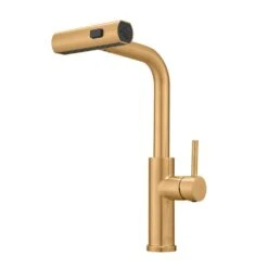 Kitchen Sink Faucet, Nickel Gold Kitchen Faucets With Pull Out Sprayer, Bar Faucet Single Hole Faucet