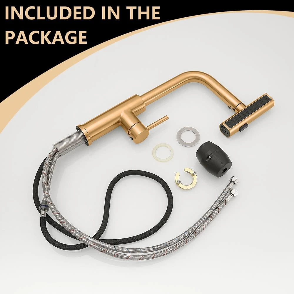 Kitchen Sink Faucet, Nickel Gold Kitchen Faucets With Pull Out Sprayer, Bar Faucet Single Hole Faucet 7 Kitchen Sink Faucet, Nickel Gold Kitchen Faucets With Pull Out Sprayer, Bar Faucet Single Hole Faucet - Image 7