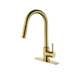 16.5 In Kitchen Faucet With 360 Degree Spout Swivel Pull Down Sprayer In Brushed Gold