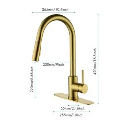 16.5 In Kitchen Faucet With 360 Degree Spout Swivel Pull Down Sprayer In Brushed Gold -FURITURE SALE SHOP brushed gold tahanbath pull down kitchen faucets z w2287p152910 c3 1000