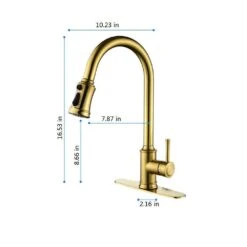 Brushed Gold 16.53 In. H Pull Down Sprayer Kitchen Faucet With 360 ° Spout Swivel 12 Brushed Gold 16.53 In. H Pull Down Sprayer Kitchen Faucet With 360 ° Spout Swivel -FURITURE SALE SHOP brushed gold tahanbath pull down kitchen faucets z w2287p182881 1f 1000
