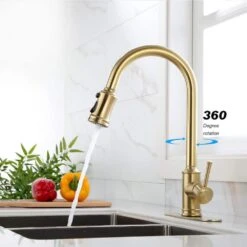 Brushed Gold 16.53 In. H Pull Down Sprayer Kitchen Faucet With 360 ° Spout Swivel 14 Brushed Gold 16.53 In. H Pull Down Sprayer Kitchen Faucet With 360 ° Spout Swivel -FURITURE SALE SHOP brushed gold tahanbath pull down kitchen faucets z w2287p182881 fa 1000