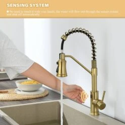 18.7 In. H Single Handle Pull Out Sprayer Kitchen Faucet With 360° Spout Swivel In Brushed Gold 15 18.7 In. H Single Handle Pull Out Sprayer Kitchen Faucet With 360° Spout Swivel In Brushed Gold -FURITURE SALE SHOP brushed gold tahanbath pull out kitchen faucets kt ct xy33ng70us 1f 1000