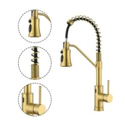 18.7 In. H Single Handle Pull Out Sprayer Kitchen Faucet With 360° Spout Swivel In Brushed Gold 16 18.7 In. H Single Handle Pull Out Sprayer Kitchen Faucet With 360° Spout Swivel In Brushed Gold -FURITURE SALE SHOP brushed gold tahanbath pull out kitchen faucets kt ct xy33ng70us 44 1000