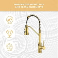 18.7 In.H Single Handle Pull Out Sprayer Kitchen Faucet In Brushed Gold With 360° Spout Swivel 18 18.7 In.H Single Handle Pull Out Sprayer Kitchen Faucet In Brushed Gold With 360° Spout Swivel -FURITURE SALE SHOP brushed gold tahanbath pull out kitchen faucets z w1272 64936 76 1000