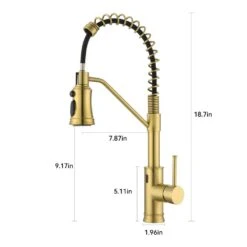 18.7 In.H Single Handle Pull Out Sprayer Kitchen Faucet In Brushed Gold With 360° Spout Swivel 13 18.7 In.H Single Handle Pull Out Sprayer Kitchen Faucet In Brushed Gold With 360° Spout Swivel -FURITURE SALE SHOP brushed gold tahanbath pull out kitchen faucets z w1272 64936 c3 1000
