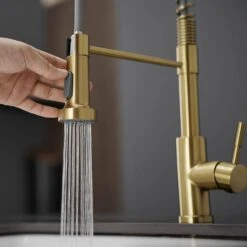 Single Handle Pull Out Sprayer Kitchen Faucet In Brushed Gold 16 Single Handle Pull Out Sprayer Kitchen Faucet In Brushed Gold -FURITURE SALE SHOP brushed gold tahanbath pull out kitchen faucets z1325 33ng 44 1000