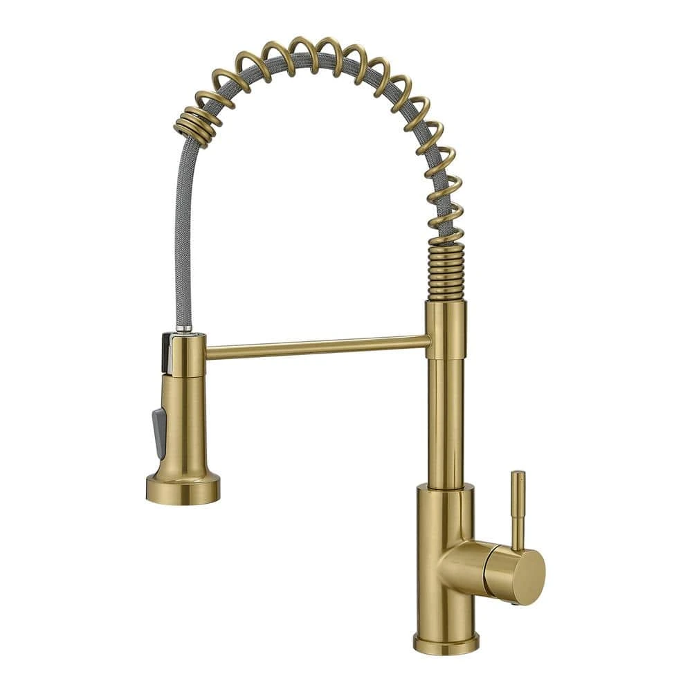 Single Handle Pull Out Sprayer Kitchen Faucet In Brushed Gold 1 Single Handle Pull Out Sprayer Kitchen Faucet In Brushed Gold