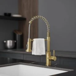 Single Handle Pull Out Sprayer Kitchen Faucet In Brushed Gold 12 Single Handle Pull Out Sprayer Kitchen Faucet In Brushed Gold -FURITURE SALE SHOP brushed gold tahanbath pull out kitchen faucets z1325 33ng 66 1000