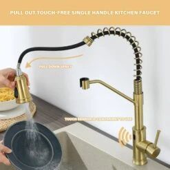 18.7 In Single Handle Pull Out Sprayer 360 Degree Spout Swivel Kitchen Faucet In Brushed Gold 12 18.7 In Single Handle Pull Out Sprayer 360 Degree Spout Swivel Kitchen Faucet In Brushed Gold -FURITURE SALE SHOP brushed gold tahanbath pull out kitchen faucets zct xy33ng70us 66 1000
