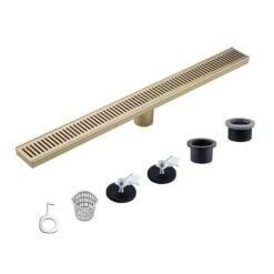 2.75 In. W X 28 In. D Stainless Steel Decorative Drain Cover With Brushed Gold