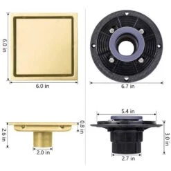 6 In. Square Shower Floor Drain -FURITURE SALE SHOP brushed gold tahanbath shower drains z w2287p146647 44 1000