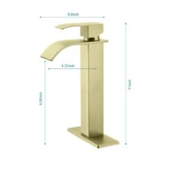 Waterfall Spout Single Handle Bathroom Sink Faucet In Brushed Gold -FURITURE SALE SHOP brushed gold tahanbath single hole bathroom faucets y w2287 p154604 44 1000