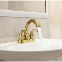 Brushed Gold 2-Handle Bathroom Faucet: 360° Rotating Spout, Crescent Moon Design -FURITURE SALE SHOP brushed gold tahanbath single hole bathroom faucets z t3177p277486 31 1000