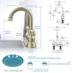 Brushed Gold 2-Handle Bathroom Faucet: 360° Rotating Spout, Crescent Moon Design -FURITURE SALE SHOP brushed gold tahanbath single hole bathroom faucets z t3177p277486 76 1000