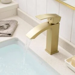 Brushed Gold Faucet For Bathroom Sink, Single Hole Bathroom Faucet Modern Single Handle Vanity Basin Faucet -FURITURE SALE SHOP brushed gold tahanbath single hole bathroom faucets z w1932p288150 31 1000