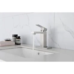 Waterfall Spout Bathroom Faucet, Single Handle Bathroom Vanity Sink Faucet White -FURITURE SALE SHOP brushed gold tahanbath single hole bathroom faucets z w928 67783 31 1000