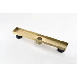 12 In. Linear Shower Drain, Included Hair Strainer And Leveling Feet In Brushed Gold 10 12 In. Linear Shower Drain, Included Hair Strainer And Leveling Feet In Brushed Gold -FURITURE SALE SHOP brushed gold tahanbath sink strainers y w2287 p151508 1f 1000