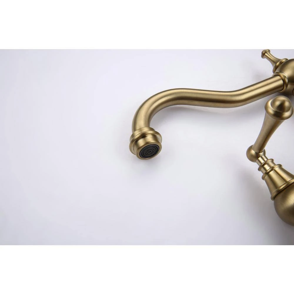 Double Handle Widespread Kitchen Faucet Standard Kitchen Faucet With Traditional Handles In Brushed Gold 5 Double Handle Widespread Kitchen Faucet Standard Kitchen Faucet With Traditional Handles In Brushed Gold - Image 5