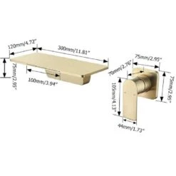 Single Handle Waterfall Bathroom Sink Wall Mounted Faucet In Brushed Gold -FURITURE SALE SHOP brushed gold tahanbath wall mounted faucets y w92852485 fa 1000