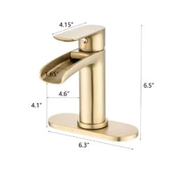 Brushed Nickel Waterfall Single-Handle Vanity Faucet, 1/3-Hole, W/Deck Plate & Pop-Up Drain -FURITURE SALE SHOP brushed gold tahanbath wall mounted faucets z k w1224p227673 c3 1000