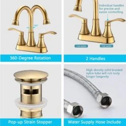 Titus Double Handle Wall Mounted Bathroom Faucet In Brushed Gold -FURITURE SALE SHOP brushed gold tahanbath wall mounted faucets z w122470331 1f 1000