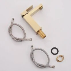 Gold Bathroom Faucet, Faucet For Bathroom Sink, Gold Single Hole Bathroom Faucet Modern Single Handle Basin Faucet -FURITURE SALE SHOP brushed gold tahanbath wall mounted faucets z w1932p156127 1f 1000