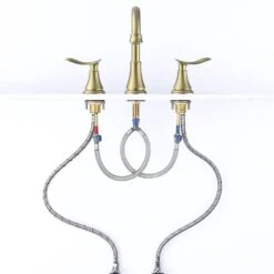 8 In. Widespread Bathroom Sink Faucet Lavatory Faucet 3 Hole 360-Degree Swivel Spout In Brushed Gold -FURITURE SALE SHOP brushed gold widespread bathroom faucets x dr 3007b na 76 1000