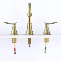 8 In. Widespread Bathroom Sink Faucet Lavatory Faucet 3 Hole 360-Degree Swivel Spout In Brushed Gold -FURITURE SALE SHOP brushed gold widespread bathroom faucets x dr 3007b na fa 1000