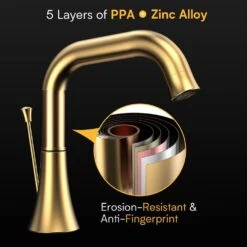 8 In. Widespread Double Handle Bathroom Faucet With Lift-Rod Drain Lavatory Bathroom Vanity Sink Faucet In Brushed Gold 15 8 In. Widespread Double Handle Bathroom Faucet With Lift-Rod Drain Lavatory Bathroom Vanity Sink Faucet In Brushed Gold -FURITURE SALE SHOP brushed gold widespread bathroom faucets x dr ws au043000lk 31 1000